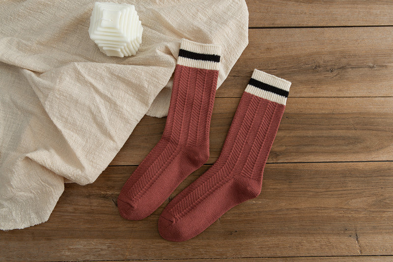 Women's Chunky-knit Rabbit-fur Ankle Socks Mid-calf Length