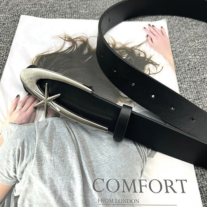 Versatile Belt For Women With Jeans New Crescent Moon Star Fashion