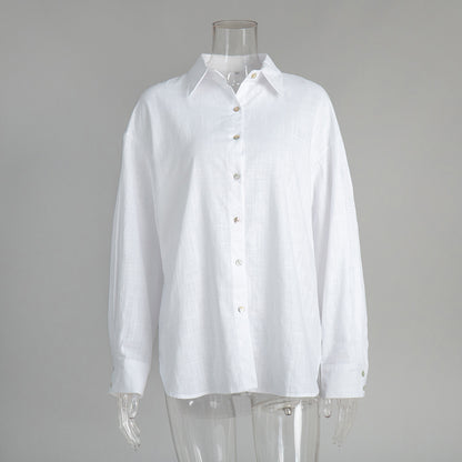 Casual Solid-color Minimalist Loose-fit Shirt