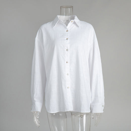 Casual Solid-color Minimalist Loose-fit Shirt