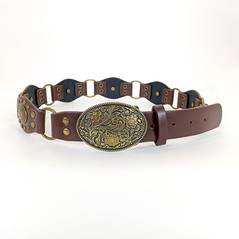 Retro Denim Female Ornament With Skirt All-matching Rivets Belt Fashion Waist Seal