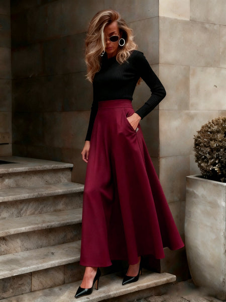 Elegant Solid-Color Skirt For Women