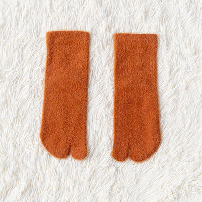 Women's Fleece-lined Thermal Winter Toe Socks Mid-calf Thick Warm