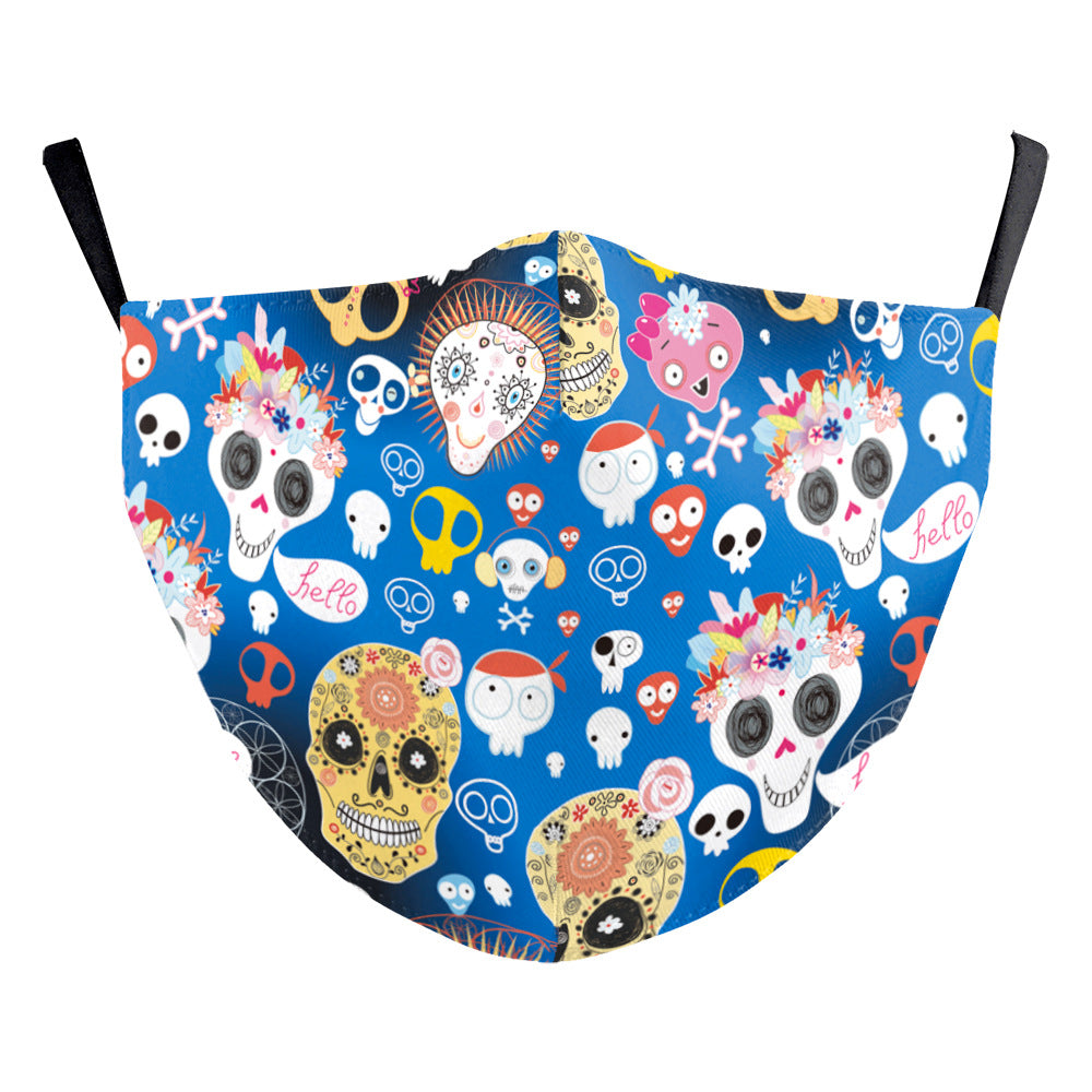 Wansheng Digital Printing Face Animal Tiger Ear Hanging Double-layer Mask