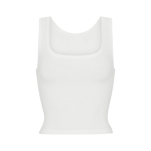 Athleisure Ribbed Knit Stretch Camisole With Straps