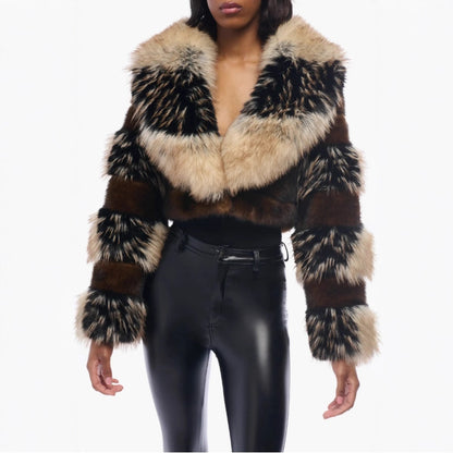 Women's Artificial Fur Environmental Protection Fur Short Lapels Coat
