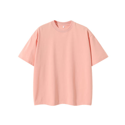 Double Yarn Short Sleeve Sweat-absorbing Cotton T-shirt Top