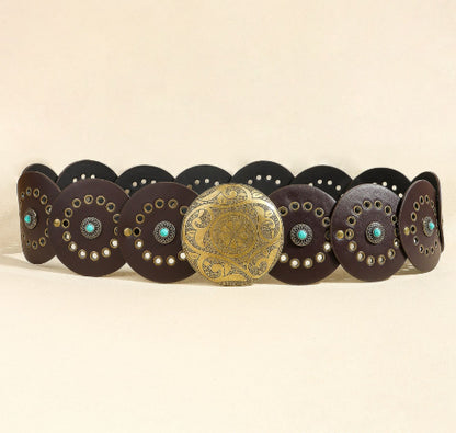 Waist Western Style Disc Personality Turquoise Air Eye Belt