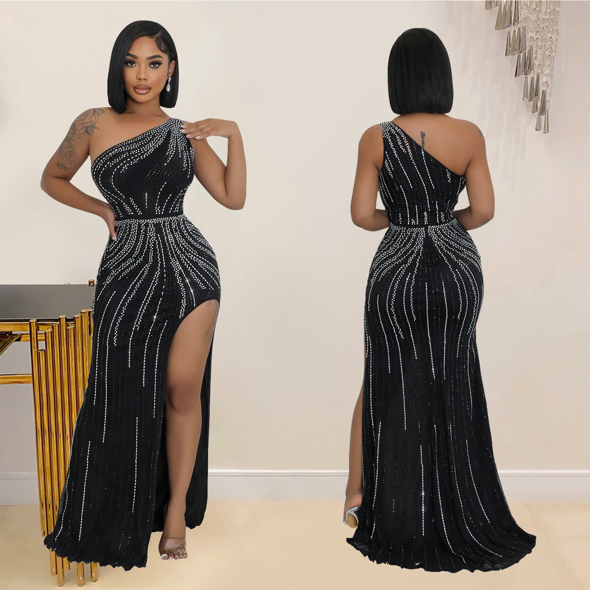 Fashionable And Sexy Rhinestone-embellished Dress For Women