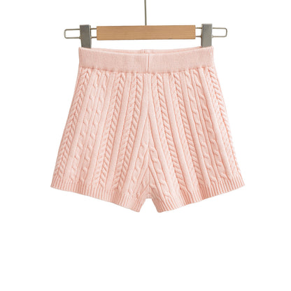 Versatile Solid-Color Tight Knitted Shorts