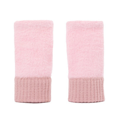 Women's Half-finger Plush Thermal Knit Gloves