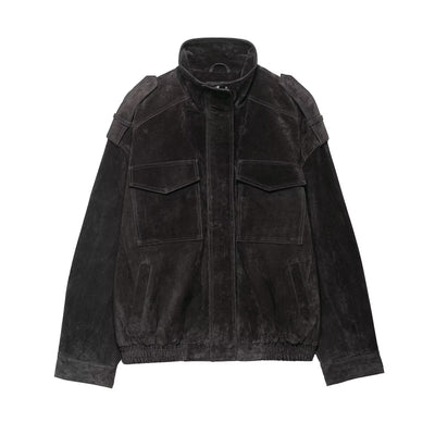 Temperament Women's Suede Texture Leather Coat