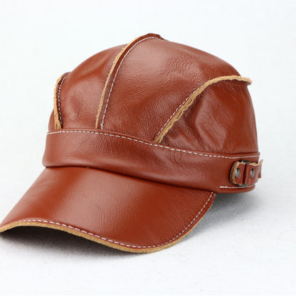 Korean-style Trendy Unisex Top-layer Cowhide For Autumn And Winter Fashionable And Casual Baseball Cap