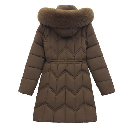 Large Fur Collar Coat Mid-length Thickened Cotton Jacket