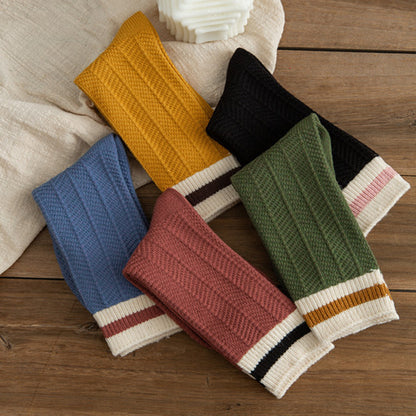 Women's Chunky-knit Rabbit-fur Ankle Socks Mid-calf Length