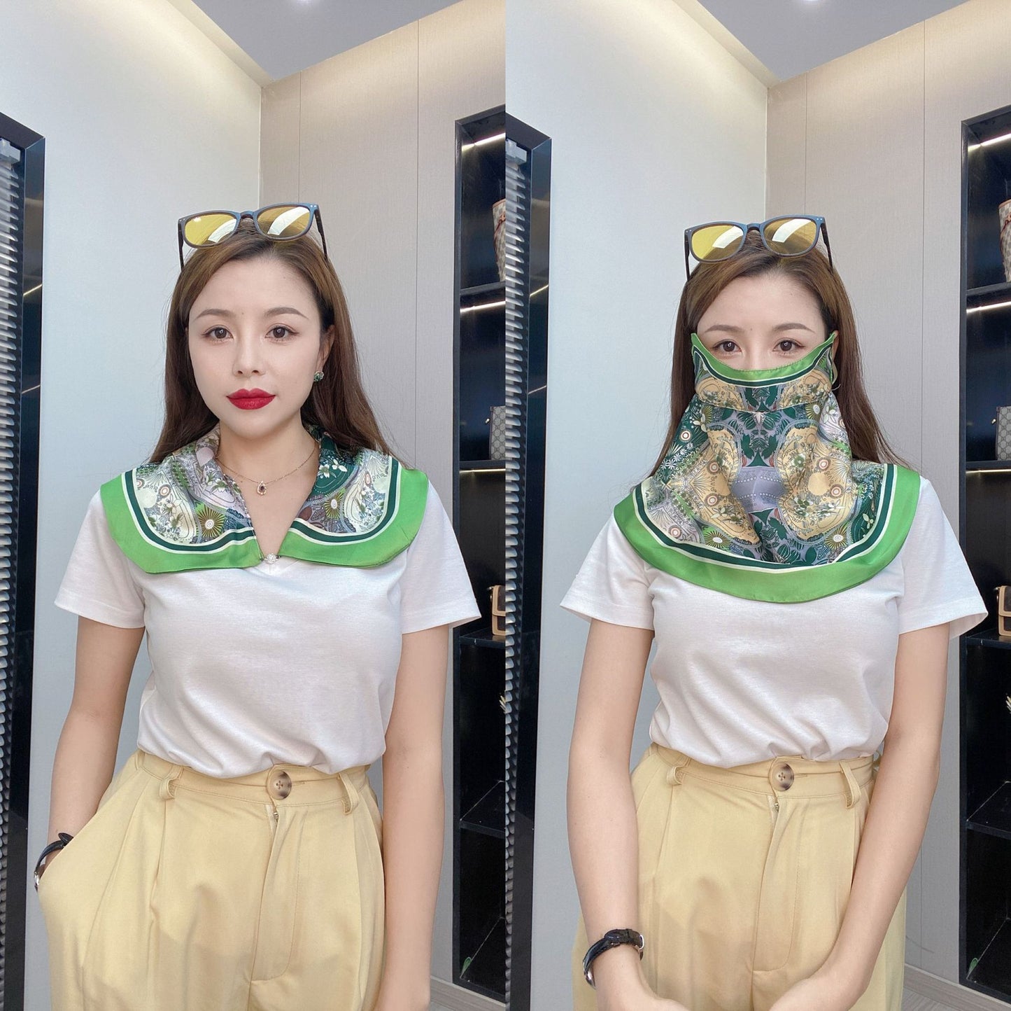 Female Printed Breathable Eye Corner Protection Summer Sunscreen Mask