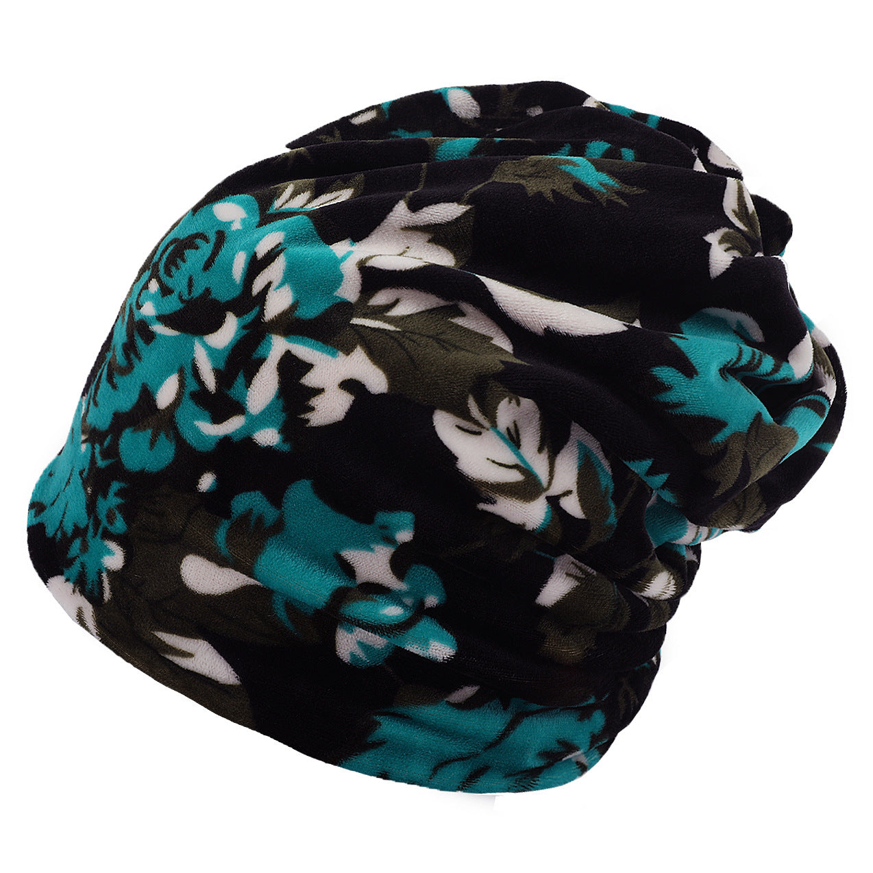Double-layer Short-pile Bonnet With Multi-colored Plaid Pattern
