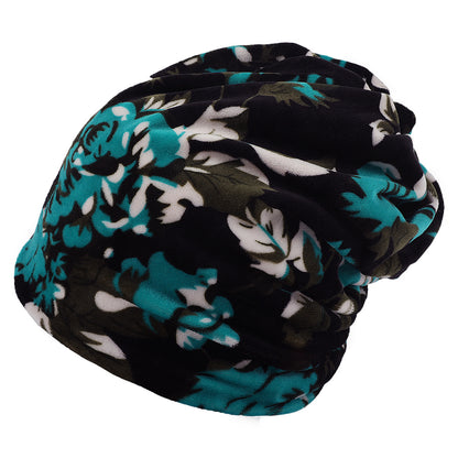 Double-layer Short-pile Bonnet With Multi-colored Plaid Pattern