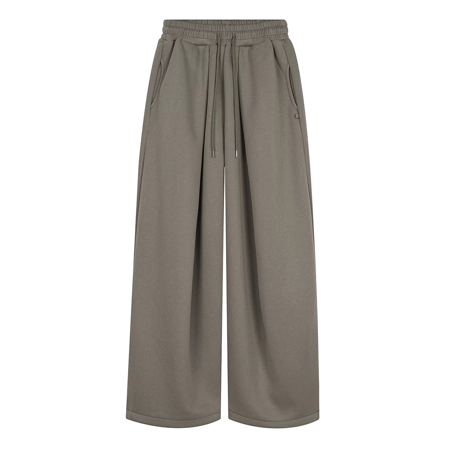 Embroidered Pleated Drawstring Sweatpants For Women Loose Straight Fit