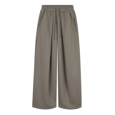 Embroidered Pleated Drawstring Sweatpants For Women Loose Straight Fit