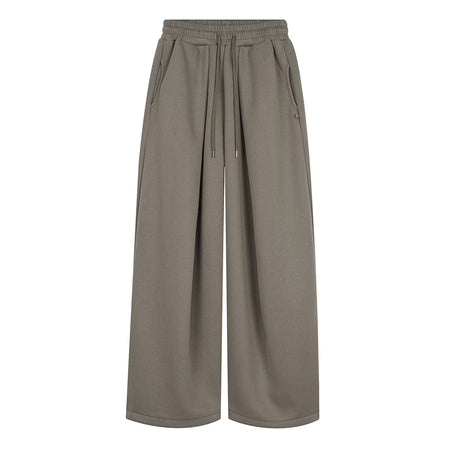 Embroidered Pleated Drawstring Sweatpants For Women Loose Straight Fit