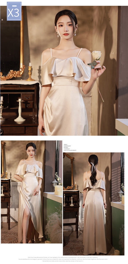 Simple And Light Luxury Satin Sisters Group Party Formal Dress