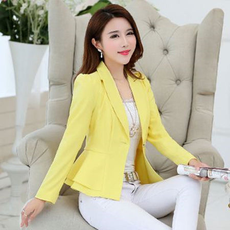 Women's Solid Color Korean Style Slim Fit Ruffled Coat
