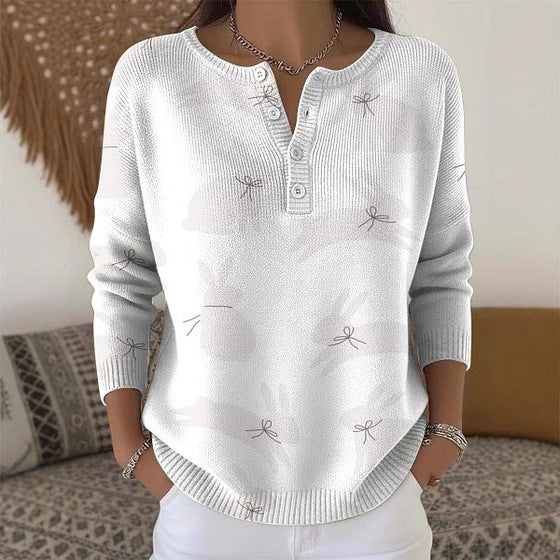Buttoned Long-Sleeve Hoodie AutumnWinter Printed Fashionable & Unique Casual Sweater Coat For Women