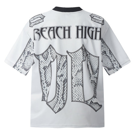 Snake Scale Design Mesh Jersey Short Sleeve T-shirt Loose