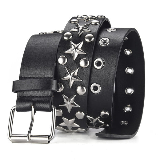 Five-pointed Star Rivet Wide Versatile Pin Buckle Punk-style Pants Belt