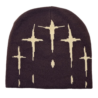 Starry Y2K Trendy Retro Knit Unisex Cross Knit Cap