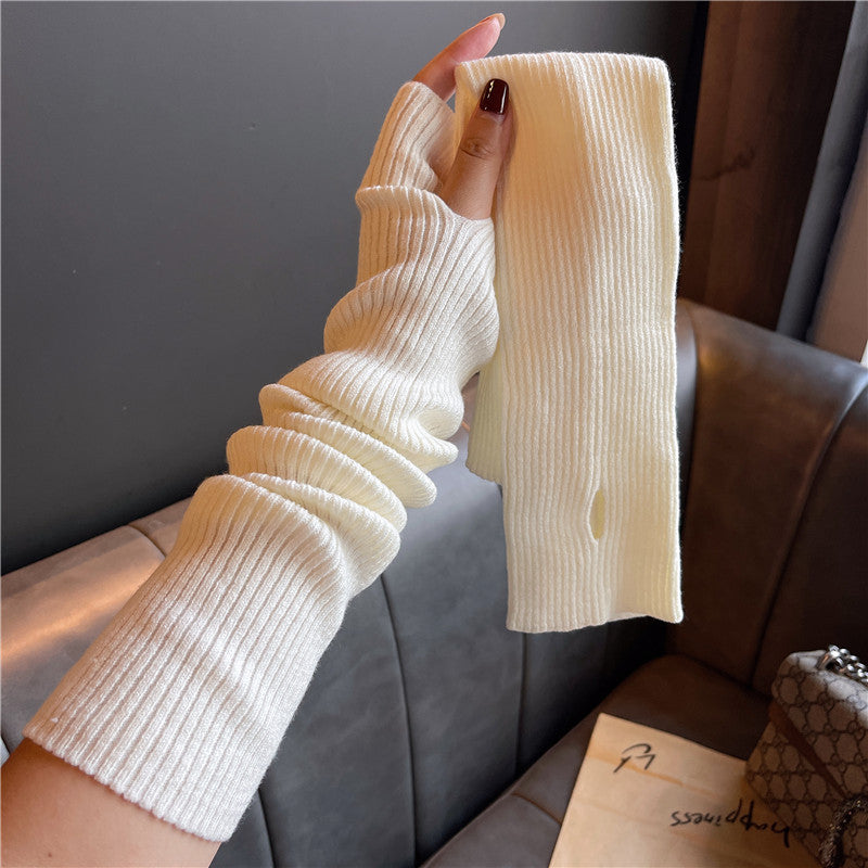 Versatile Gloves For Girls Arm Warmers Knitted Sleeves Long Fingerless Covers