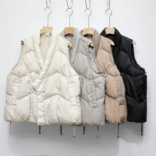 90 Down Solid Color Stand-collar Vest Women's Down Jacket