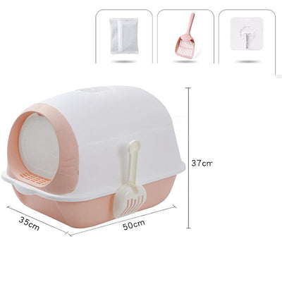 Elevated Semi-closed Litter Suction Deodorant Cat Toilet With Flip Cover