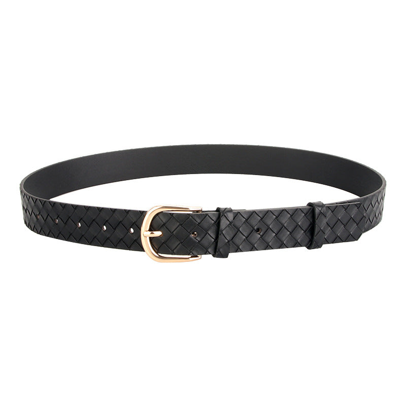 Women's Alloy Pin Buckle Belt Trendy Wild Belt Personality Imitation Weaving