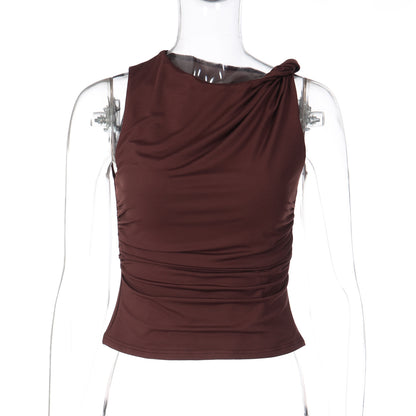 Women's Slim-fit Solid-color Sleeveless Top With A Twist Detail