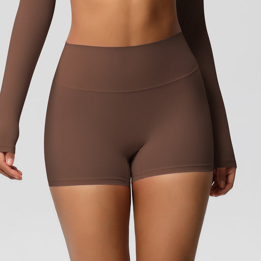 Womens Solid-Color Sports Shorts European And American Style Yoga Shorts