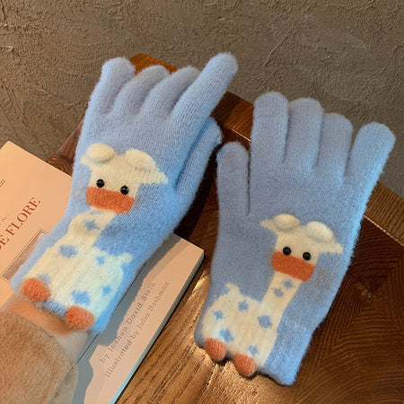 Winter Fingerless Knitted Gloves Touchscreen Warm Windproof