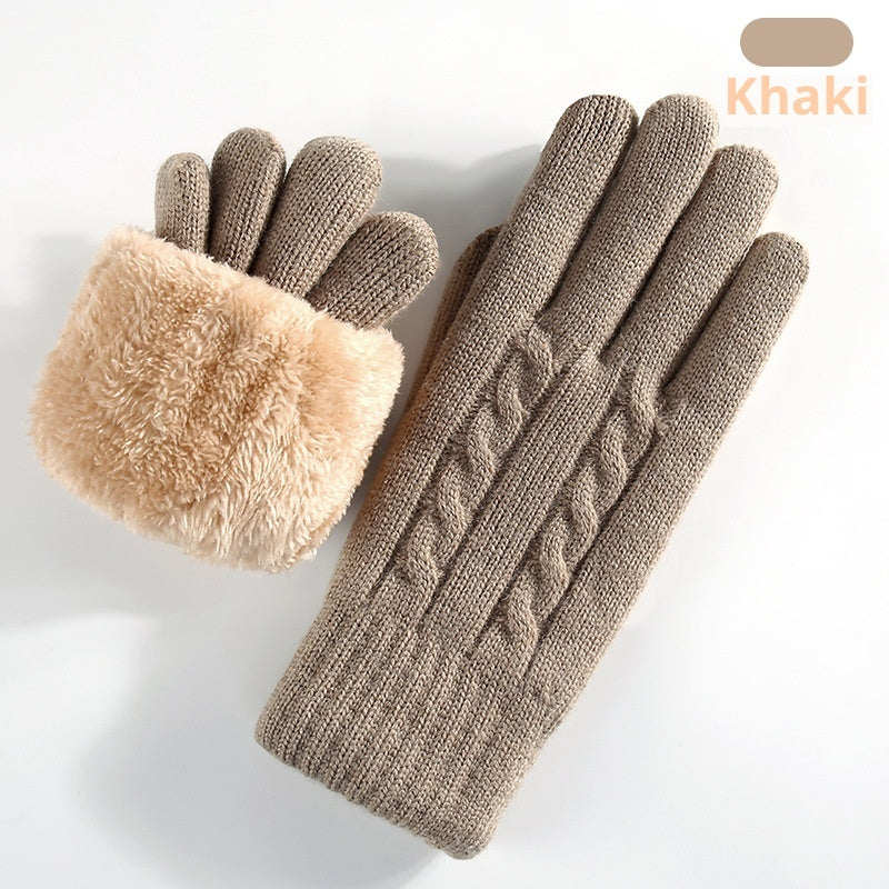Double-layer Fleece-lined Warm And Cold-proof Knitted Gloves