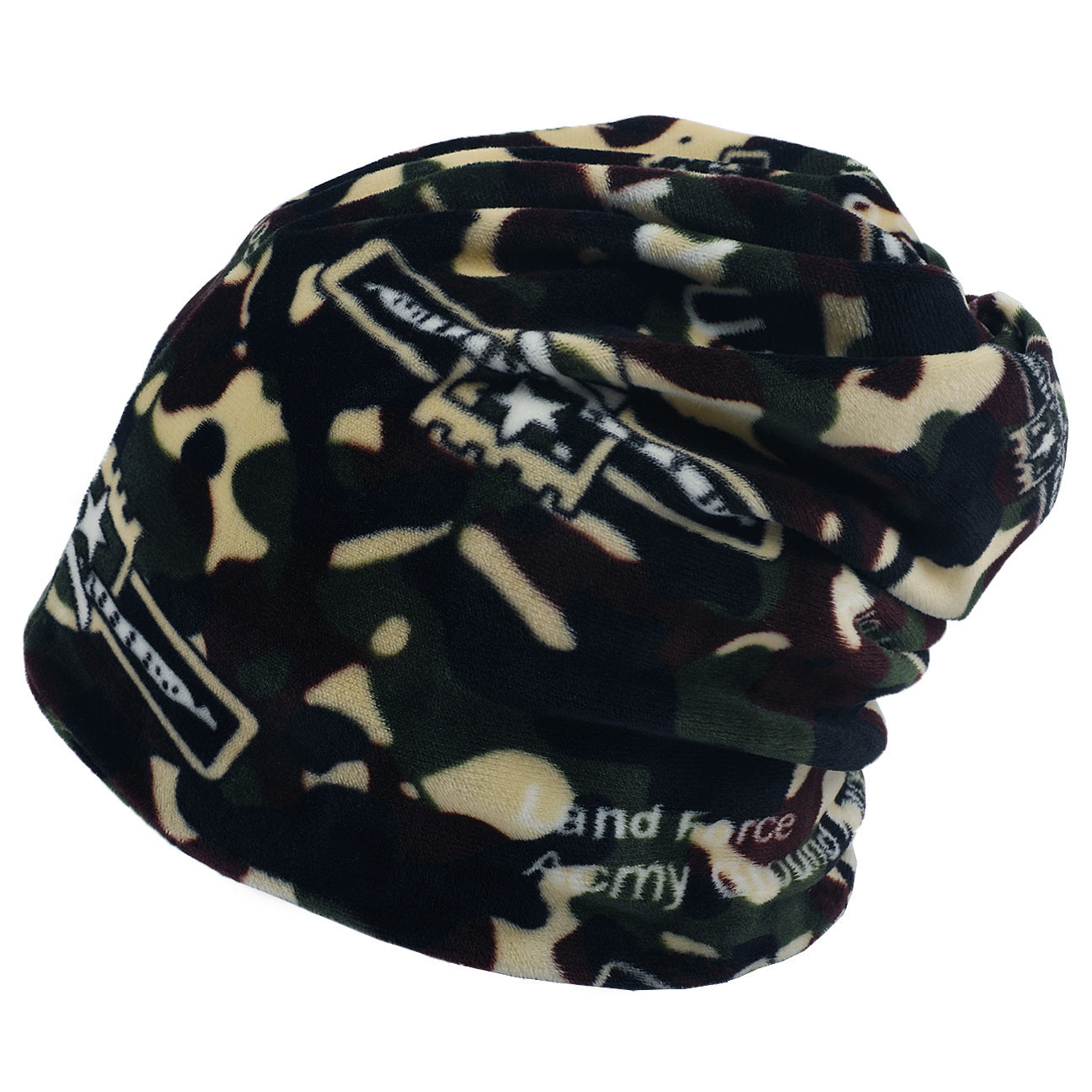 Double-layer Short-pile Bonnet With Multi-colored Plaid Pattern