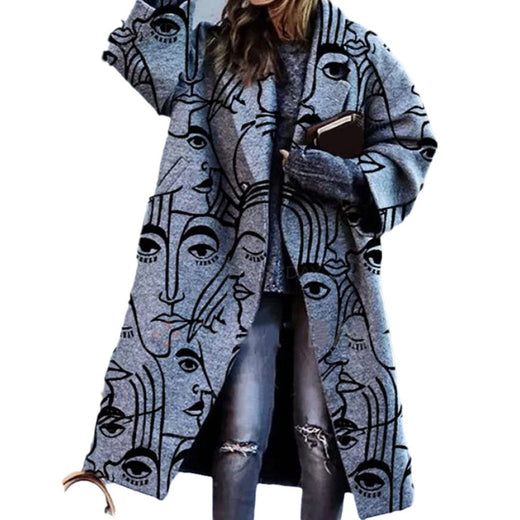 Women's Color Matching Plaid Long-sleeved Coat