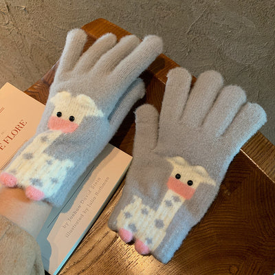 Winter Fingerless Knitted Gloves Touchscreen Warm Windproof