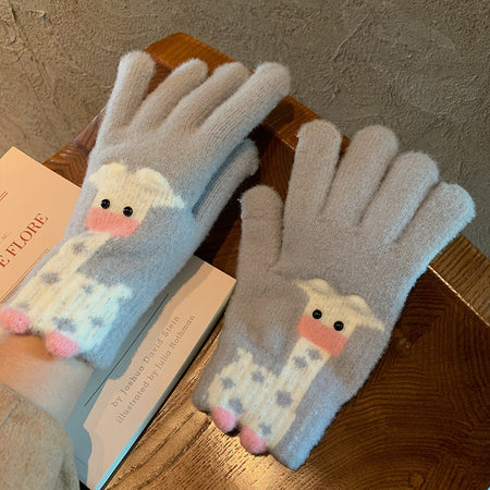 Winter Fingerless Knitted Gloves Touchscreen Warm Windproof