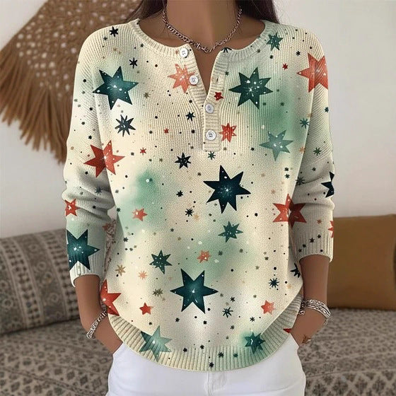 Buttoned Long-Sleeve Hoodie AutumnWinter Printed Fashionable & Unique Casual Sweater Coat For Women