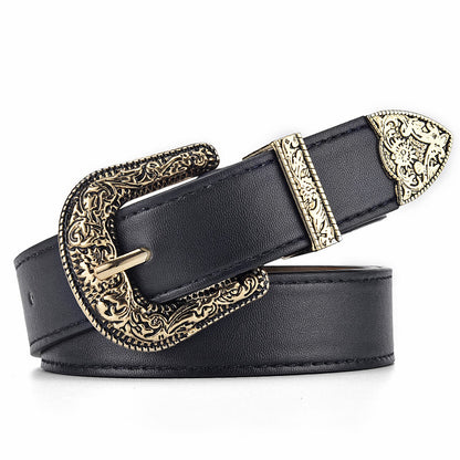 Fashion Retro All-match Carved Buckle European And American Belt