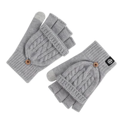 Flip-up Dual-use Half-finger Gloves For Womencold-proof And Warm-keeping