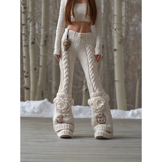 Womens All-Match Fashionable Printed Knitted Leggings