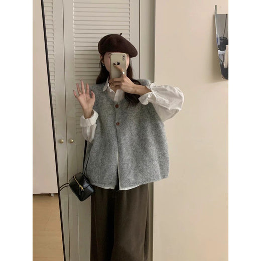 Minimalist Versatile Soft And Cozy Lazy-styled Sweater Vest Loose-fitting Layered Knit Vest