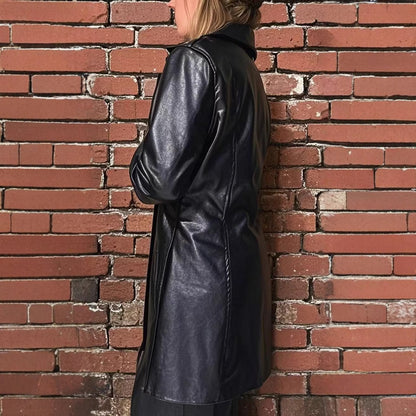 Women's PU Mid-length Casual Fashion Leather Coat