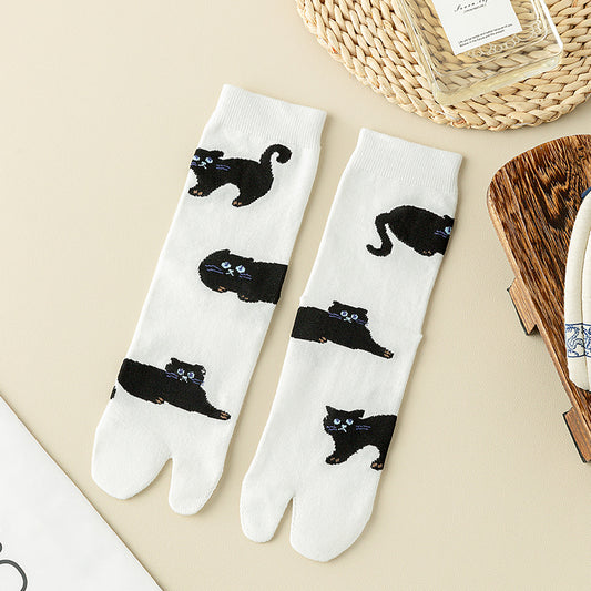 Thumb Toe Pig Hoof Shoes Sheep Hoof Socks Japanese Flower Pattern